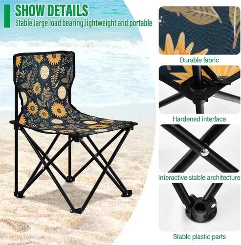 Vista 5 de Sillas de camping plegables para exteriores, diseño de mandala bohemio, para adultos, silla de camping portátil, silla de césped ligera 202a5039