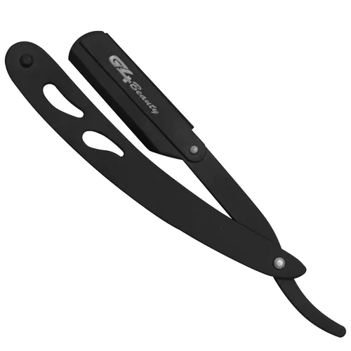 Vista 4 de Cuchilla de afeitar G4 de acero inoxidable con borde recto para afeitar, cuchillas reemplazables (negro)