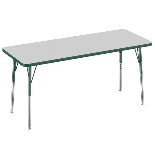 Vista 45 de FDP - Mesa rectangular para actividades escolares y de oficina (24 x 36 pulgadas), patas estándar con deslizadores giratorios, altura ajustable
