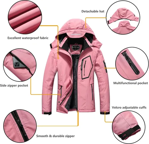 Vista 6 de Chaqueta de esquí impermeable para mujer con capucha