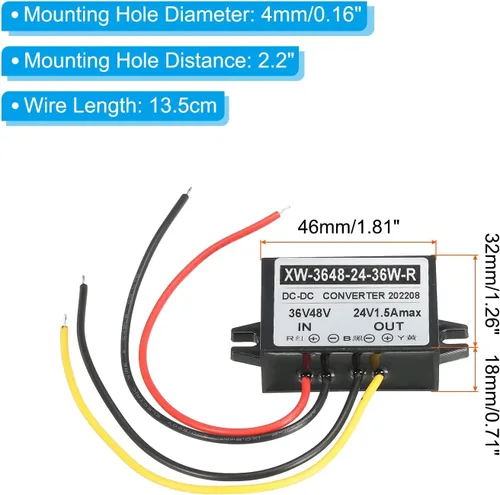 Vista 2 de PATIKIL DC 36V 48V a DC 24V 1.5A 36W convertidor de energía regulador plástico Shell para el sistema solar LED