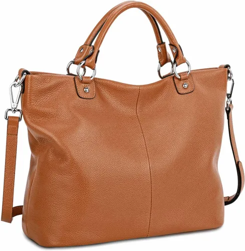 Vista 10 de Bolso Kattee para mujer de cuero suave, bolso cruzado superior y bolsos de mano Albaricoque