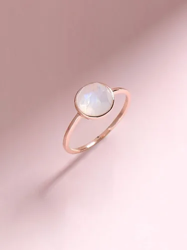Vista 4 de YoTreasure Anillo solitario de piedra lunar arcoíris de 2.00 quilates, oro rosa de 10 quilates, Metal Metal Piedra preciosa, piedra de luna
