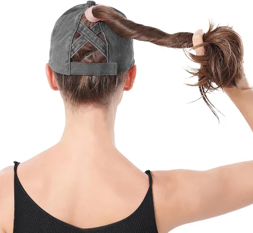 Vista 3 de Gorra de béisbol ajustable para mujer, diseño de moño desordenado, de perfil bajo, para papá