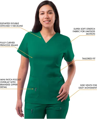 Vista 3 de Adar Pro - Conjunto para mujer camiseta con cuello en V y pantalones con múltiples bolsillos para trabajo ropa de enfermera