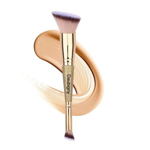 Vista 12 de Daubigny Brochas de maquillaje de doble punta, cepillo corrector perfecto para cualquier aspecto, cepillo de lujo premium redondeado cónico