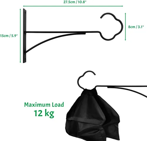 Vista 3 de SNAIL GARDEN Soporte para plantas colgantes, paquete de 2 perchas colgantes para plantas al aire libre con tornillos, ganchos de metal para plantas