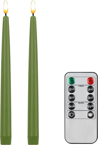 Vista 15 de CVHOMEDECO. Velas cónicas sin llama con control remoto de 10 teclas, velas LED parpadeantes con mecha 3D, funciona con pilas, velas de cera real
