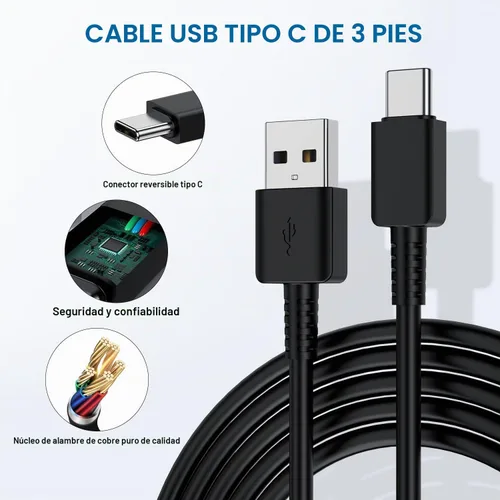 Vista 5 de Cargador tipo C de carga rápida, paquete de 2 bloques de carga USB C Android para teléfono y cable de carga de 3 pies, para Samsung Galaxy S8/S9/S10