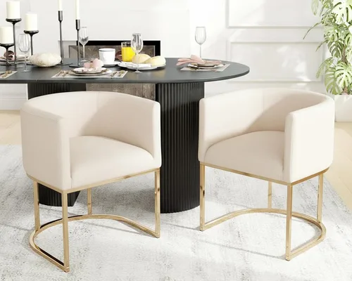Vista 39 de HNY Silla de comedor moderna de mediados de siglo tapizada en forma de barril, negra, con brazos, silla de cocina y comedor de cuero, silla auxiliar