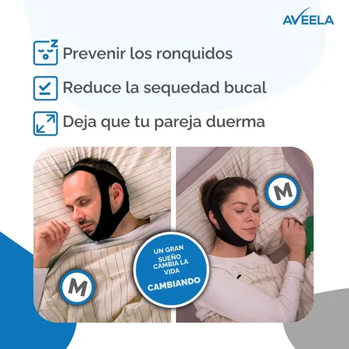 Vista 2 de AVEELA Correa de barbilla para dormir y usuarios de CPAP Correa de barbilla antironquidos, correa de mandíbula ajustable para apnea del sueño