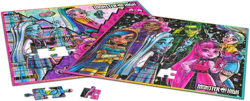 Vista 2 de Monster High - Rompecabezas para niños, de 4 a 8 años, paquete de 2 Rompecabezas de Monster High de 48 y 100 piezas con calcomanías, más Monster