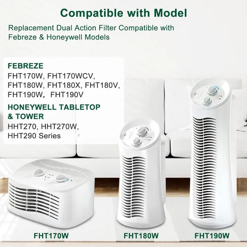 Vista 2 de Paquete de 4 filtros Febreze de repuesto para FRF102B – Compatible con filtro Honeywell U HRF201B – Compatible con Honeywell mesa y torre HHT270