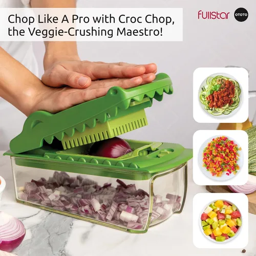 Vista 7 de fullstar NUEVO Fullstar X OTOTO Croc Chop Picador y Cortador de Verduras - Picador Multifuncional de Alimentos, Cortador de Cebolla de Cocodrilo