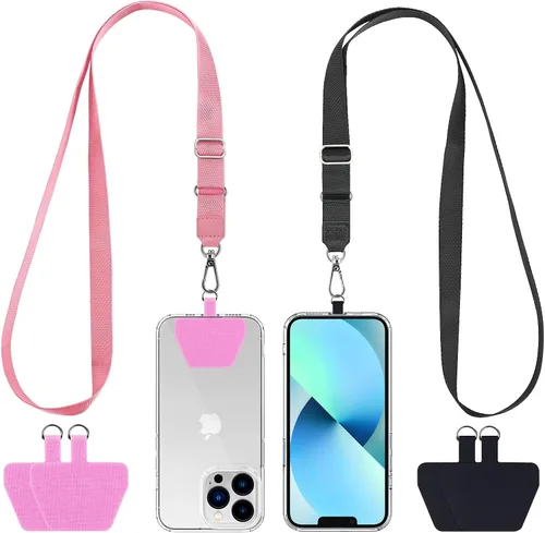 Vista 18 de CACOE Cordón para Teléfono 2 Piezas Correa Ajustable para el Cuello, 4 Piezas Parches, Cordones para Teléfono de Poliéster Multifuncionales