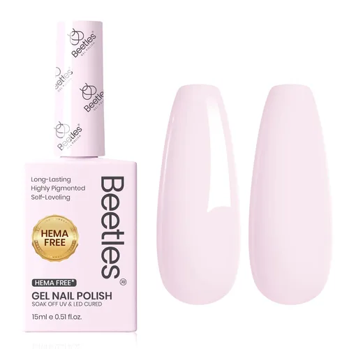 Vista 18 de Beetles - Esmalte de gel blanco, 0.5 onzas líquidas, tamaño completo, sin A - Creme White Hema Free white Rhythm