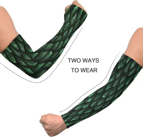 Vista 4 de Blueangle Mangas de brazo con protección solar UV con agujero para el pulgar cubierta de compresión para brazos de compresión con escamas de dragón