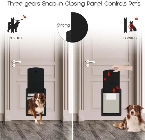 Vista 6 de Puerta para perro para puerta, puerta para perros y mascotas, puerta de plástico fuerte para perros y gatos y puerta mediana para perros con panel