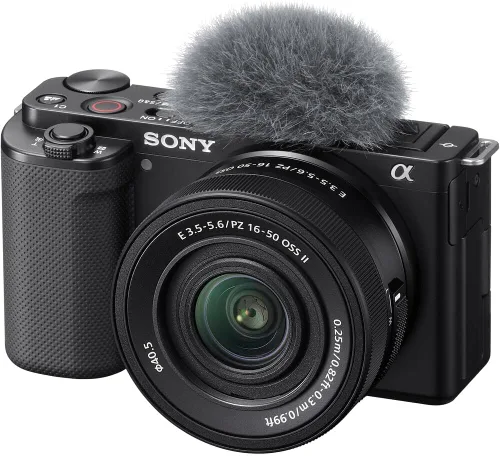 Vista 2 de Sony ZV-E10 Cámara sin espejo con lente de 0.630-1.969 in Paquete negro con tarjeta de memoria de 64 GB, filtro UV, flexípode de 8 pulgadas
