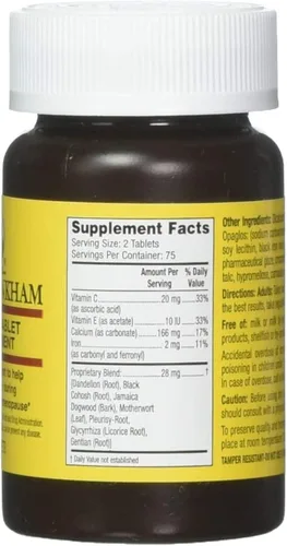 Vista 2 de Lydia Pinkham Apoyo nutricional para mujeres – Lydia Pinkham Herbal Tablets, te ayuda a sentirte mejor durante la menstruación y la menopausia – 150