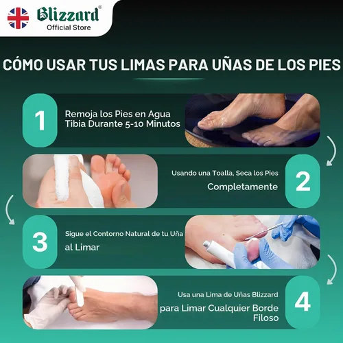 Vista 7 de Blizzard Juego de pedicura de lima negra de alta calidad, kit de 3 piezas de uñas encarnadas, limpiador de uñas de doble cara, lima de uñas
