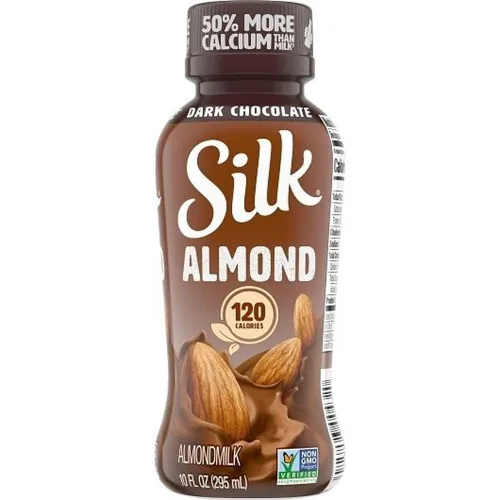 Vista 5 de Silk Leche de almendras de chocolate oscuro, botella de 10 onzas líquidas, 12 por caja.
