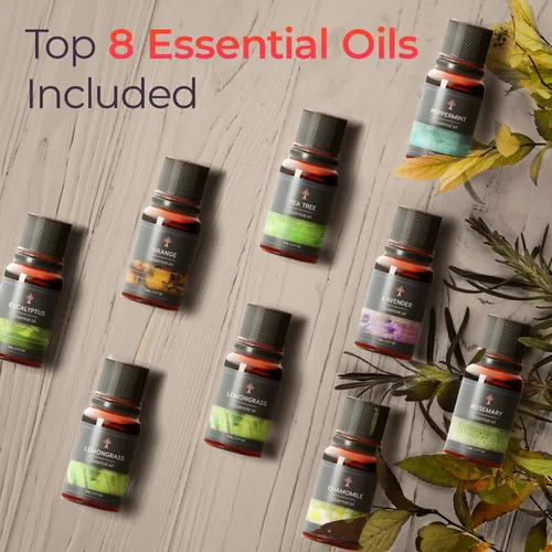 Vista 4 de Difusor de aceite esencial de aromaterapia para habitación grande con kit de aceites esenciales, 16.9 fl oz, humidificador ultrasónico silencioso