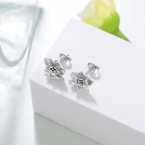 Vista 4 de Lotus Earrings 925 Sterling Silver Yoga Lotus Jewelry Lever back Earrings Stud Earrings Gifts for Women Mom