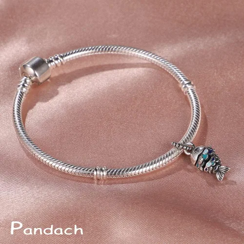Vista 2 de Pandach Dijes de plata de ley 925 para pulsera y collar, colgante con piedras de circonita cúbica 5A, cuentas de joyería, regalos para mujeres