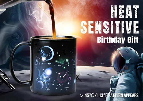Vista 4 de Regalos de Astronomía Taza de Café con Tapa, 12 Regalos del Espacio de Constelaciones para Hombres y Mujeres, Taza de Cerámica con Tema de Planeta