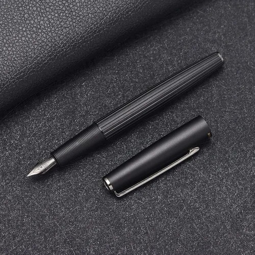 Vista 8 de Hongdian A3 - Juego de estuche de pluma estilográfica de aluminio negro mate, diseño de lujo, instrumento de escritura suave con convertidor