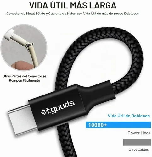 Vista 5 de etguuds Cable largo USB a USB C, cable USB A a USB C de 16 pies de carga