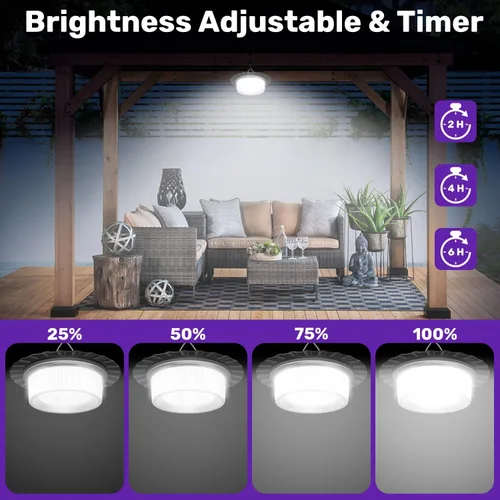 Vista 5 de Luz Solar de Cobertizo para Interiores y Exteriores, Lámpara Colgante de 244 LED con Iluminación de 360°, Sensor de Movimiento, Impermeable, Luces