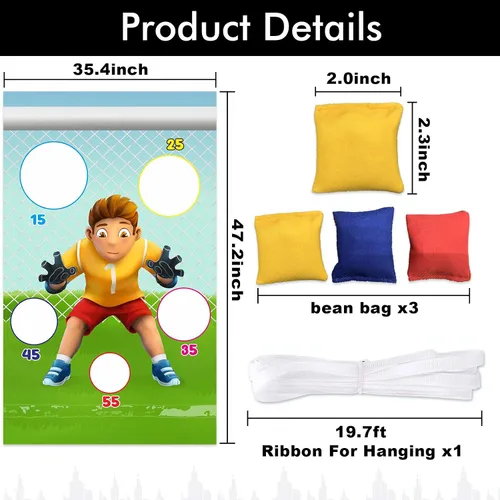 Vista 2 de Pancarta de juego de portero de fútbol, decoración temática de fútbol para interiores y exteriores, niños, niñas, fanáticos del fútbol, suministros