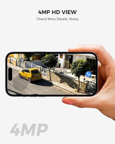 Vista 4 de Cámara de seguridad inalámbrica solar Hiseeu para exteriores, WiFi de 2.4G y 5G, visión nocturna a color, vista de 360°, inclinación y panorámica