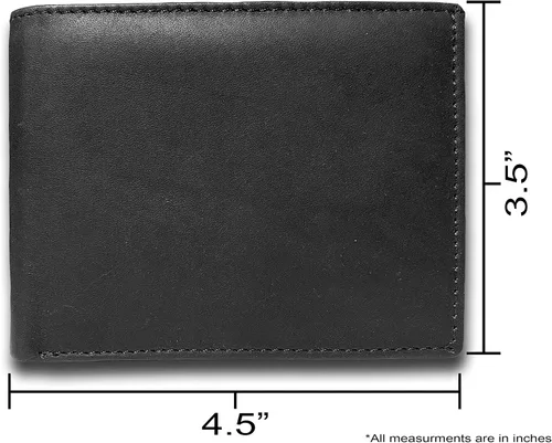 Vista 3 de Cartera de lujo para hombres con bloqueo RFID de piel de vaca grabada con láser Slimfold de gran capacidad para tarjetas de crédito delgadas negras