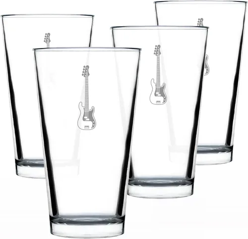 Vista 7 de Vaso de pinta de bajo eléctrico personalizado para cerveza, regalos de música para bajistas, profesores y accesorios musicales para músicos que