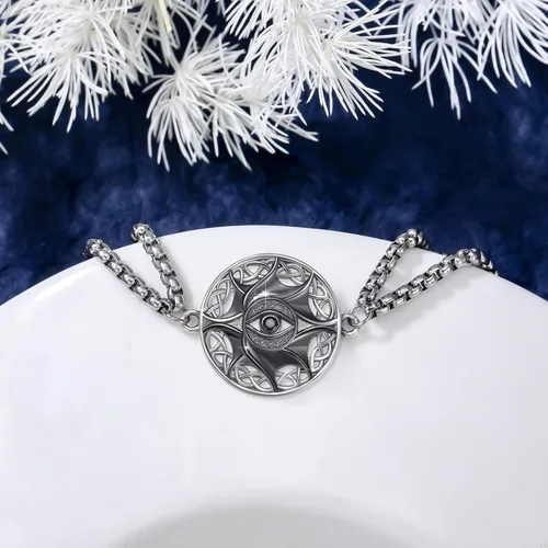 Vista 2 de Blue Evil Eye Bracelet S925 Sterling Silver Jewelry Gifts for Women Men