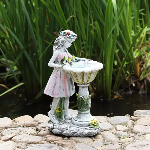Vista 7 de Voveexy Estatua de Jardín de Hadas, Figura Solar de Ángel de Jardín, Decoración al Aire Libre, Escultura de Ángel de Resina Impermeable para Patio