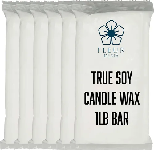 Vista 2 de Fleur DE SPA - Cera de soja natural de 6 libras, fabricada en Estados Unidos, empaquetada en barras de 1 libra, combustión limpia, excelente aroma