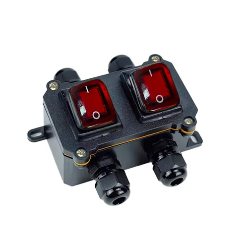 Vista 3 de Interruptor de cable en línea impermeable, DPST DC 16A-24V, 20A-12V Interruptor de parada de arranque al aire libre, interruptor de palanca