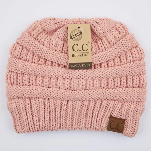 Vista 2 de C.C Exclusives - Gorro de invierno para mujer con agujero para coleta o moño, gorro beanie para mujer (MB-20A)