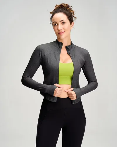 Vista 5 de QUEENIEKE Womens Athletic Workout Jackets Cottony-Soft Full Zip Slim Fit Running Jacket 0703