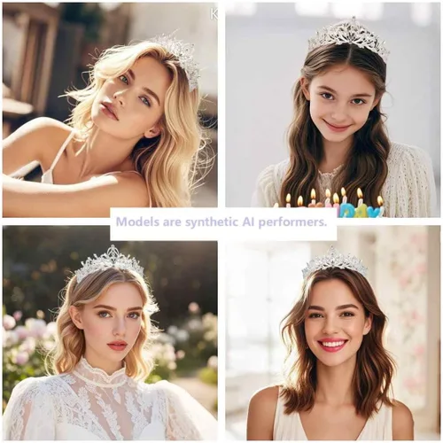 Vista 5 de Kamirola Diadema de coronas y tiaras de cristal para niñas o mujeres, fiesta de cumpleaños, boda, graduación, novia, Navidad, San Valentín, TR20