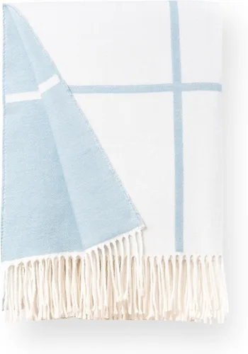 Vista 8 de Hofdeco Premium Manta decorativa costera para sofá de patio, espiga azul bebé con flecos, 52 x 72 pulgadas