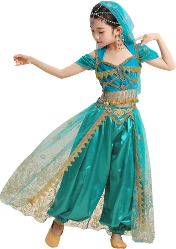 Vista 2 de Disfraz de princesa jazmín para niñas, disfraz de Halloween para danza del vientre