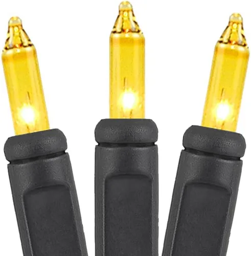 Vista 4 de Novelty Lights Mini luces incandescentes amarillas de 11 pies, 50 bombillas, cable negro Traditional Bulbs with 2.5 Inch Spacing, Commercial Grade