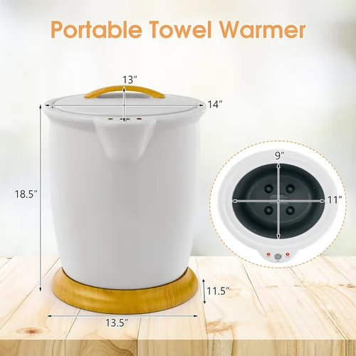 Vista 2 de Tangkula - Calentador de toalla estilo cubo, calentador de toallas de lujo de 20L con porta fragancias, tapa extraíble, control de un botón, apagado