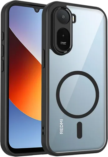 Vista 524 de Funda magnética transparente compatible con Xiaomi 17T, color negro 2 en 1 PC + TPU cubierta de teléfono a prueba de golpes, carcasa protectora