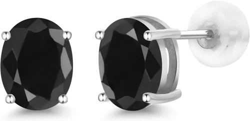 Vista 112 de Gem Stone King Aretes de oro de 14 quilates con piedra natal ovalada de 0.315 x 0.236 in Aretes de oro para mujer